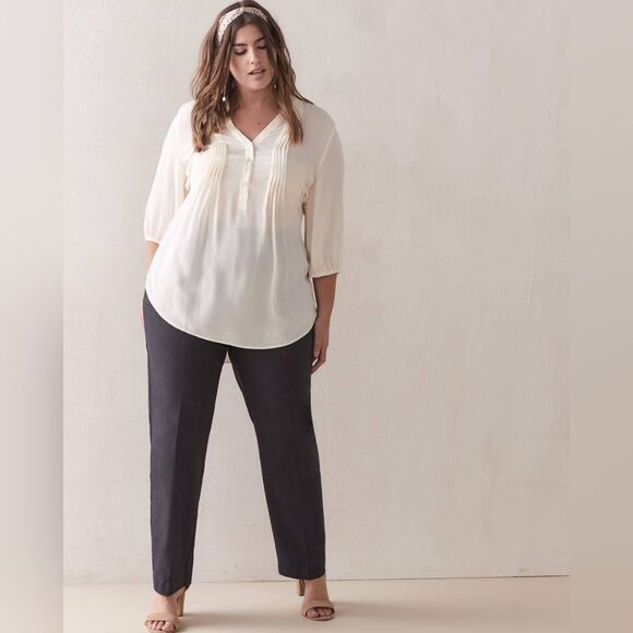 New With Tag Addition Elle Plus Size 28 Petite Dark Grey Straight Leg Ankle Pant - Picture 2 of 14